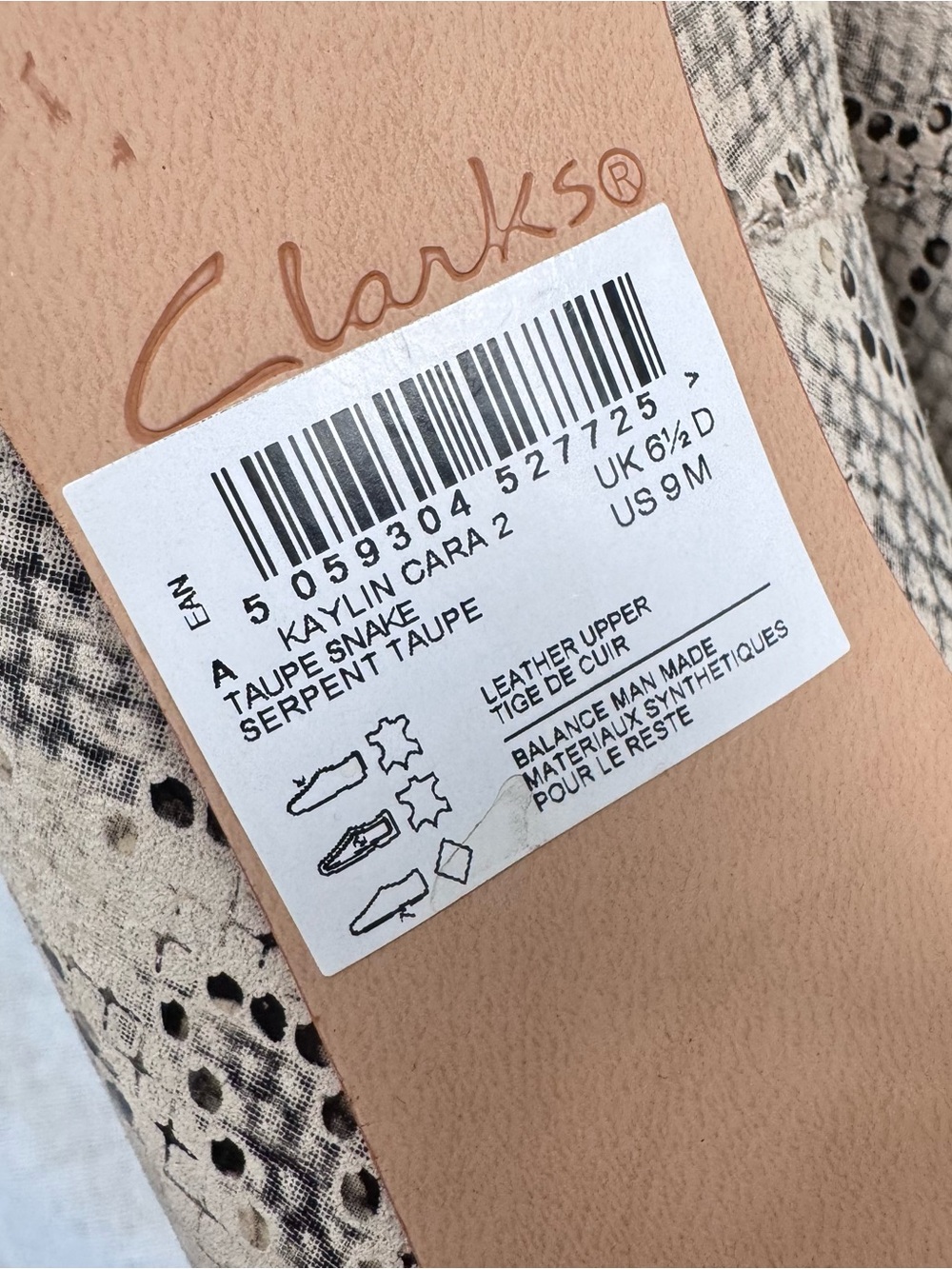 Clarks Snake-Print Block Heel Pumps in Cream and Black - Picture 9 of 9